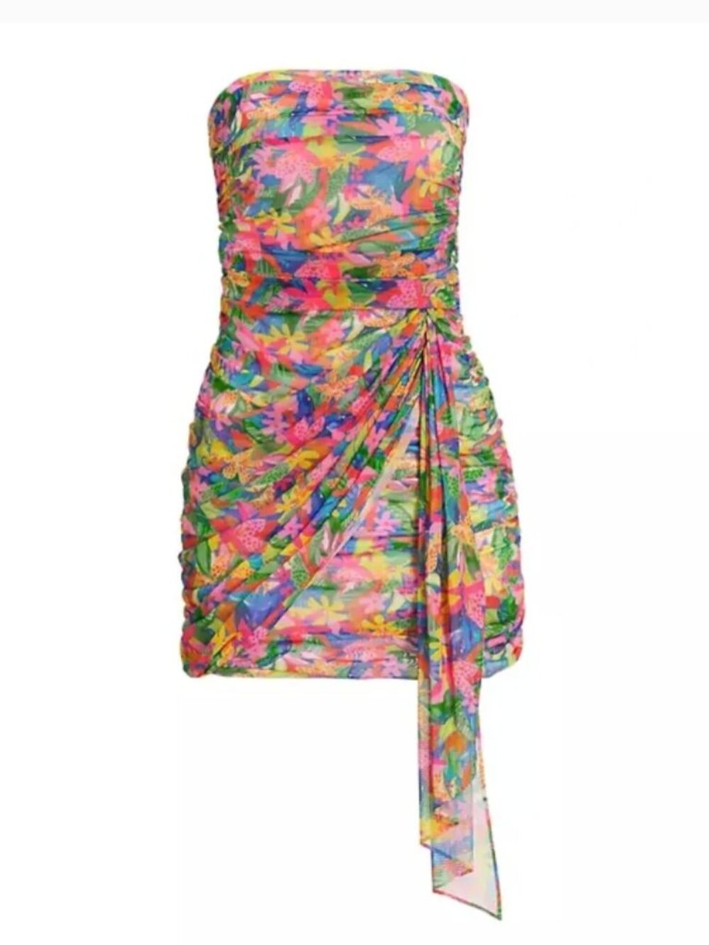 Amanda Uprichard Floral Anja Strapless Ruched Mini Dress – Sz Extra Small
